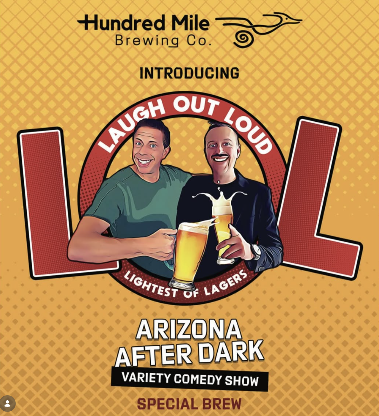 Laugh Out Loud special brew poster from Hundred Mile Brewing Co. featuring Arizona After Dark